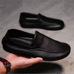 Mens Casual Business Shoes Para 2025 New Autumn Leather Shoes Comfortable Breathable round Toe Low Heel Rubber Outsole