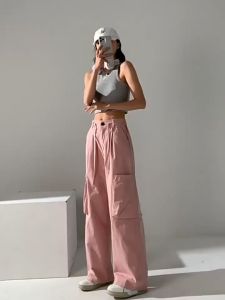 Pants for Women New Style 2025: American Overalls & High Waist Drawstring Loose Trousers