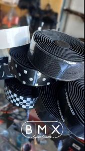 BMX Cycle Center Godandfamous Brand Bicycle Bar Tape Team Bar Tape Black with dual-sided repeating G&F logos and full leather grip feel (sold by pair)