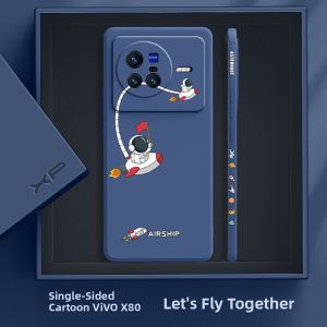 Ultra-Thin Liquid Silicone Astronaut Phone Case for Vivox80 pro Full Cover Protection Creative Custom Design Cartoon Protective Shell