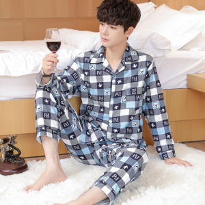 Pure Cotton Long Sleeve Sleepwear Set for Men Spring Autumn Style Home Clothes Comfortable Breathable Cartoon Print Design
