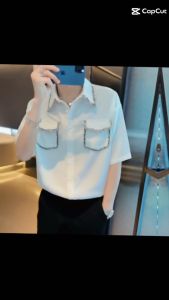 Áo sơ mi áo sơ mi nam áo sơ mi ngắn tay cổ bẻ hoạ tiết trang trí cổ và túi 2 bên ngực - Chất liệu Poly mềm mịn không nhăn không phai không xù thoáng khí lên form chuẩn - Mã N49