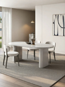 Imported High-End White Marble Oval Table