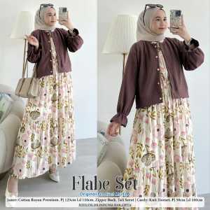 1504 NUFNI RIMES FLABA TIOCA DRESS SET CARDY BY MOELA PAKAIAN WANITA