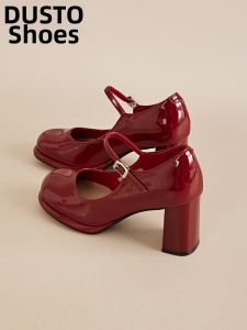 DUSTO | Red Bridal Mary Jane Pumps High Block Heels Shoes 2026 New