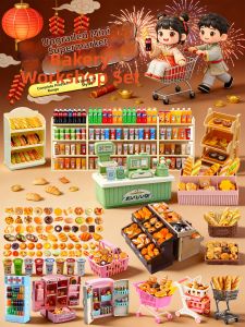 Mini Supermarket Simulation Food Beverage Bottles Resin Miniatures