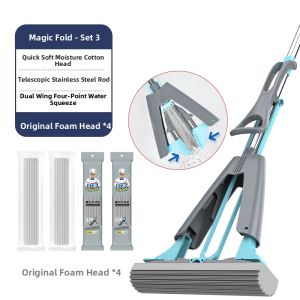 SHIJIA | Large Folding Self-Wringing Cotton Mop