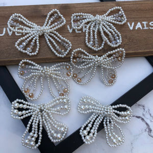 คริสตัลลูกปัดมุกเทียมขนาด 6*8 ซม. ตกแต่งหมากรุกทำมือสำหรับชุดแต่งงานเสื้อผ้า หมวก รองเท้า ตกแต่งเครื่องประดับ