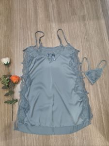 GIÁ SỐC-HCM-Váy ngủ bằng lụa có dây rút điều chỉnh eo kèm quần chip- 1562- Roha Boutique Tặng quà đơn 20K.