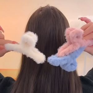 10-color Korean Style Autumn And Winter New Plush Hair Clips Large Fur Hairclips For The Back Of The Head Cute Cartoon Clips Hairpin Shark Clips Hair Accessories For Women Fashion Accessories Kepit Rambut 鲨鱼夹发夹