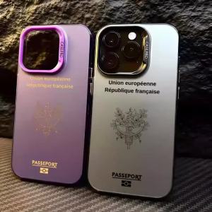 F-French Passport Phone Case For iPhone 17 16 15 14 13 12 11 Pro Max Designer Matte Laser Aurora Funda Phone Case
