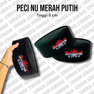 Songkok Asmawan peci NU merah putih tinggi 9 cm