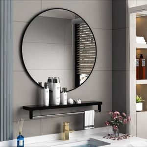 Wall Round Mirror Home Decor Bathroom Mirror Wall Mounted Round Mirror With Shelf Simple Style