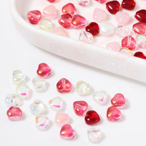 20pcs Colorful Love Heart Beads Aurora Glass Spacer Beads for DIY Necklace Bracelet Pendant Jewelry Making Accessories