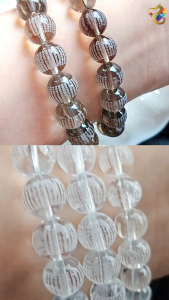 Collection Grade Clear Quartz / Smokey Quartz Heart Sutra Bracelet