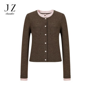 100% Wool Knitted Fake Two-Piece Intellectual Womens Spring New Style Commute Straight Tube Button Pure Color Long Sleeve Sweater