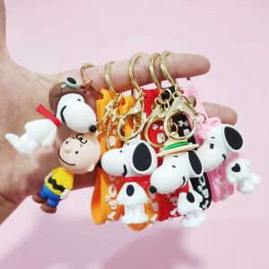 JIYAN2866 Charlie Doll Cute Doll Key Chain Snoopy Creative Cartoon Key Decorations PVC Car Couple Keychain Kid Toy Key Ring