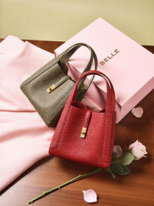 Belle | Red Genuine Leather Womens Handbag Crossbody Bag