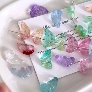 10Pcs 11x20mm Colorful Glass Single-sided Wing-shaped Loose Spacer Beads for Jewelry Making DIY Bracelet Necklace Phone Chain