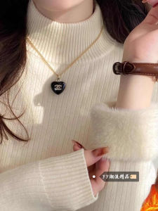Womens Thickened Half-High Collar Knitted Sweater Winter Fashion Slim Fit One-Piece Velvet Base Shirt Inner Wear 2025 New Style