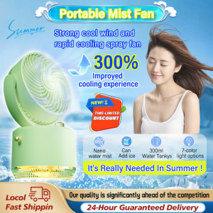 Kipas Mini Portable Handheld 3-Speed With 7 Color Light USB Rechargeable Quiet Mini Fan Air Cooler Desktop Humidifier