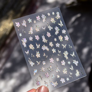 Retro White Camellia Nail Art Sticker 3D Relief White Flower Design Nails Decorations Sticker for DIY Back Glue Manicure Decals