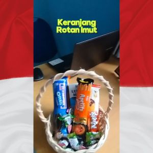 Keranjang Rotan / Rattan Mini - Bulat Mangkok Bertangkai Warna Natural uk. 15X6 cm
