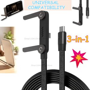 USB Type C Flat Charging Cable Support Cable Stand Cell Phone Holder with Invisible Support Foldable Phone Holder Stand Wire