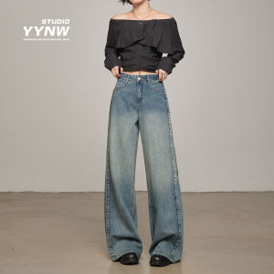American Retro Wide Leg Jeans Womens Casual High Waist Loose Slimming Floor-Length Straight Leg Pants Autumn New Arrival