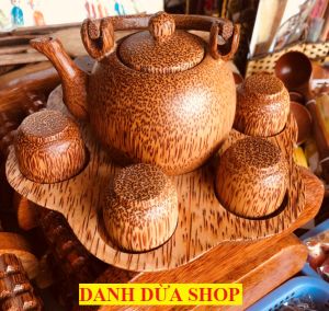 Có Video  Bộ ấm trà gỗ dừa hình bông mai học   HÀNG LOẠI 1  Danh Dua Shop