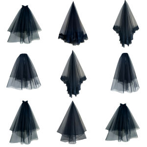 Halloween Gothic Short Black Lace Veil Party Cosplay Photography Prop Headwear Accessory for Womens Wedding Dresses