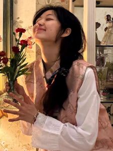 Loose Fit Shirt And Vest Set with Button Detail Traditional Chinese Style White Cotton Commuter Wear Stand Collar Single Button