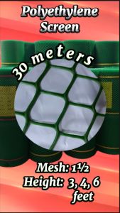 2 1/2 (346 FEET AVAILABLE SIZES) QGR POLYETHYLENE SCREEN (GREEN) 30 METERS / CHICKEN SCREEN