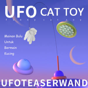 V.Top Mainan Kucing Bulu Penggoda Tongkat Interaktif Otomatis 2 Cara Untuk Bermain Dapat Dilepas Pasang UFO Cat Teaser