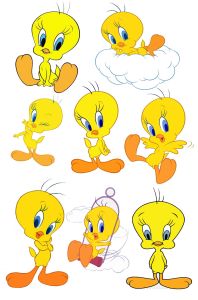 TWEETY Sticker Dinding Size 8 - 9 cm Vinyl White Waterproof