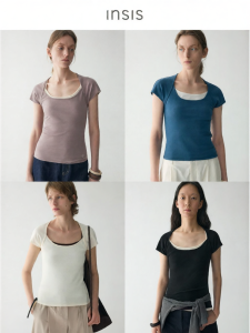 INSIS FEMME | Summer Classic Square Neck Puff Sleeve Slim T-Shirt
