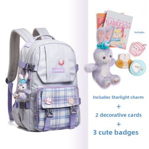 Trendy Large Capacity Backpack for Girls Junior And Primary School Students Double Shoulder Bag Korean Style Cowbone Bookbag