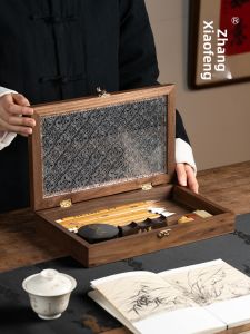 HUYING | Vintage Walnut Pen Storage Box for Calligraphy Beginners