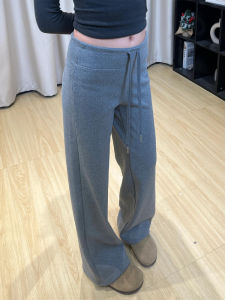 Grey High Waist Loose Casual Straight Leg Sports Pants Womens Spring Autumn New Style Slimming Drapey Wide Leg Pants