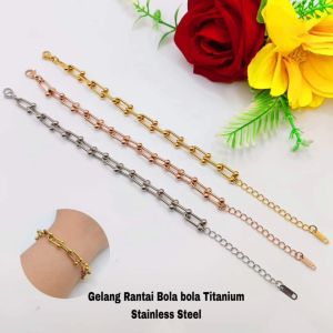 Gelang Tangan Rantai Polos Permata Variasi Titanium