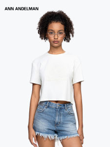 ANN ANDELMAN | 3D Logo Washed Short Fit High Waist Short Sleeve White T-Shirt