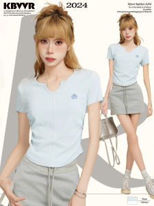 KBVVR | Blue V-Neck Cotton Slim-Fit T-Shirt