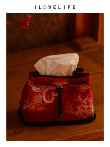 Red Chinese Style Wedding Napkin Box Dragon And Phoenix Decorative Living Room Decoration Bedroom Arrangement I Love Life