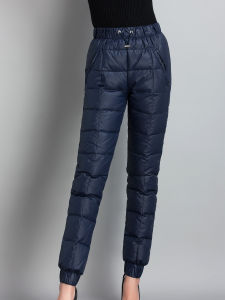 Northeast down Wadded Trousers Female Plus Size 100.00kg Outer Wear Thick High Waist Outdoor White Duck down Male Middle-Aged and Elderly Cotton-Padded Trousers