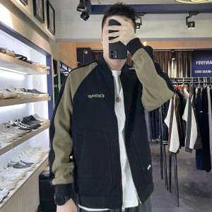 Loose Mens Baseball Jacket Spring Autumn Thin Sporty Outerwear Youth Trendy Cotton Polyester Zipper Closure Long Sleeve
