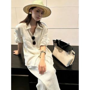 LIANGYILAILIN | Summer Sun Protection Linen-Like Shirt and Casual Pants Set