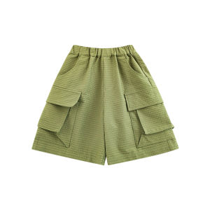 Casual Workwear Short Pants Loose Fit Summer Childrens Fashionable Boys Clothing Simple Style Elastic Waist Cotton Blend