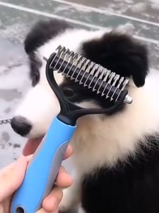 Dung cụ chải lông làm đẹp cho chó mèo inox 2 tầng  cao cấp - Lược chải lông chó - Mèo Cún - ban chai long cho meo - chăm sóc chó mèo
