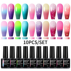 10pcs/set 7ml Temperature Changing Hot Gel Nail Polish Soakable LED Color Changing Nail Art Gel Varnish Nail Art