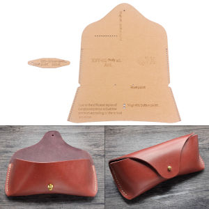DIY Handmade Faux Leather Making Paper Template Brown Cowhide Paper with Hole Pattern for Crafting Glasses Case/Storage Pouch
